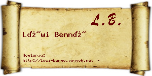 Löwi Bennó névjegykártya